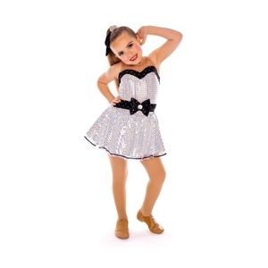 Silver and white jazz dance costume, child sm.
